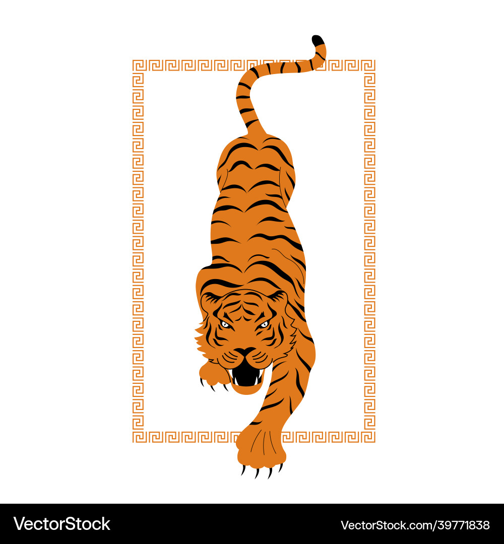 Chinese tiger sneaks up Chinese tiger sneaks up vector image