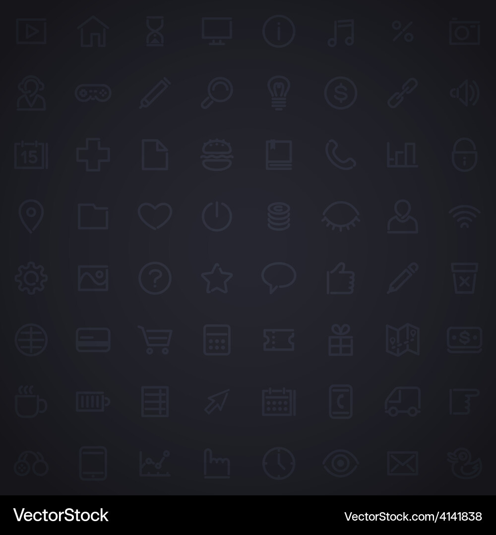 Dark grid seamless pattern with web icons Vector Image