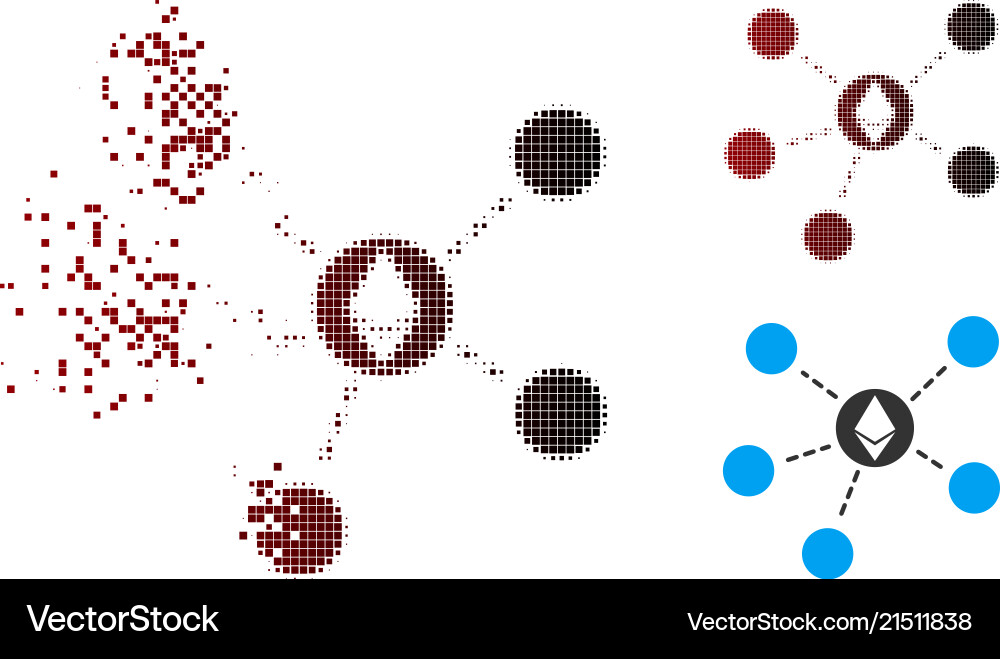 Ethereum Network Disintegration Icon Vector Image