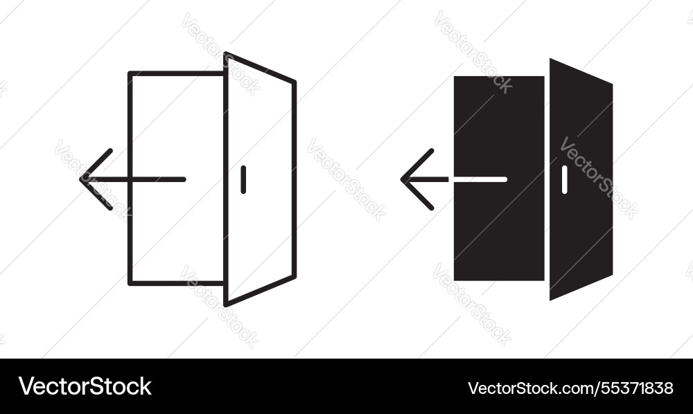 Exit icon set in thin line for web vector image