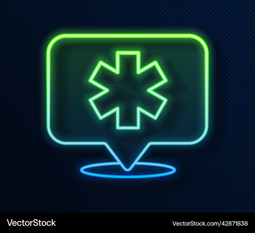 Glowing neon line medical map pointer with cross Glowing neon line medical map pointer with cross vector image