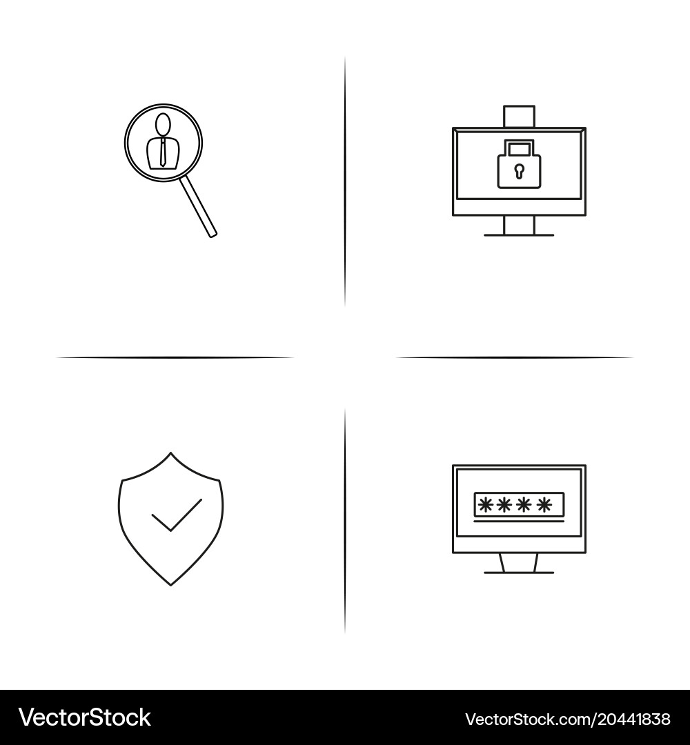 Internet security simple linear icon setsimple vector image