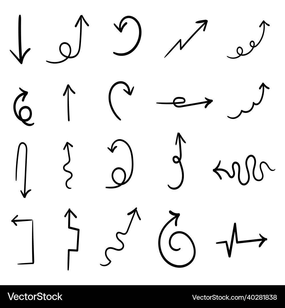 Large assembly of different arrows many sizes Large assembly of different arrows many sizes vector image