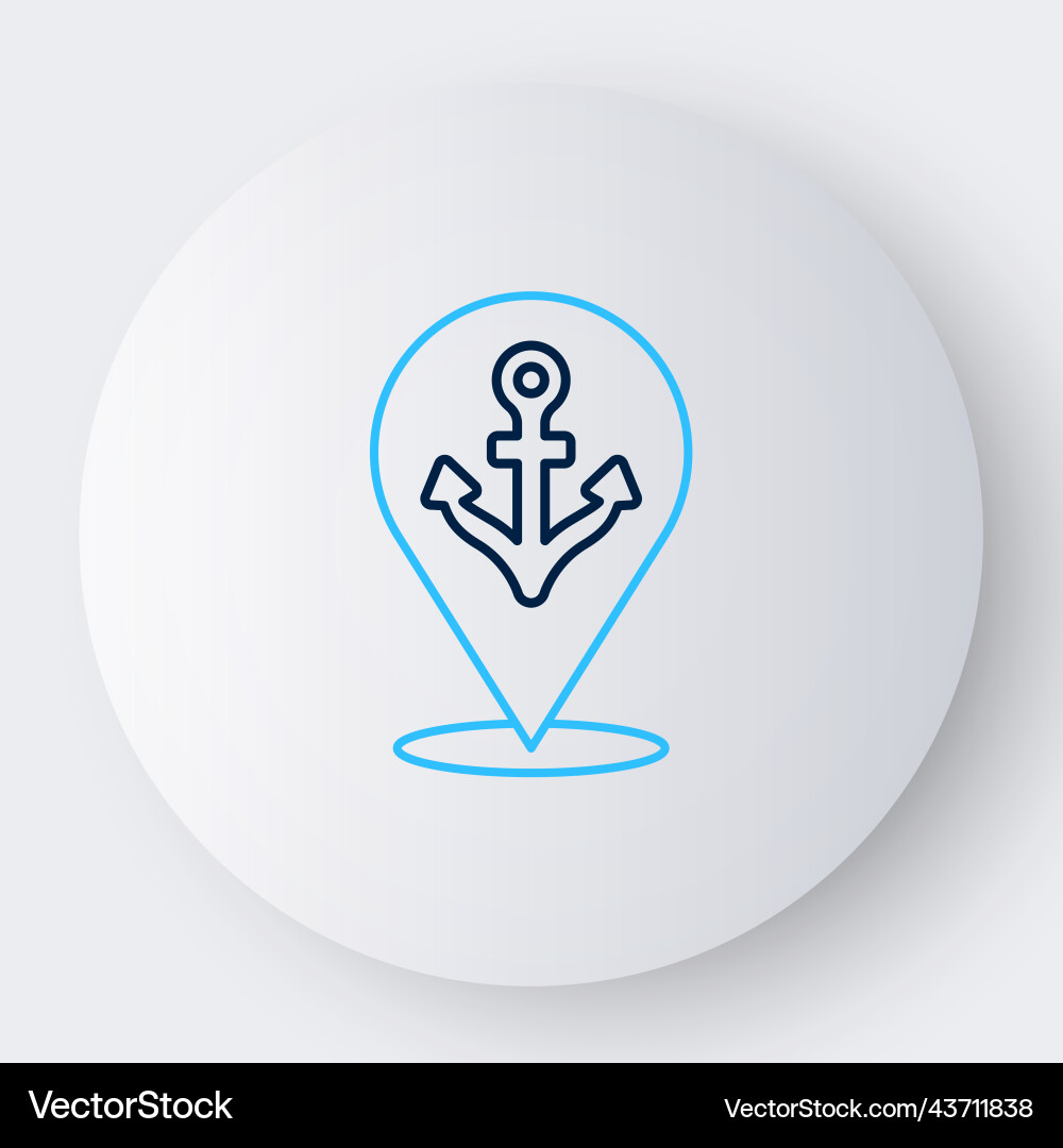 Line map pointer with anchor icon isolated Line map pointer with anchor icon isolated vector image