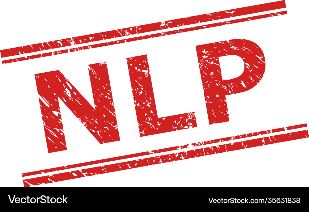 Nlp seal with grunged surface and double parallel vector image