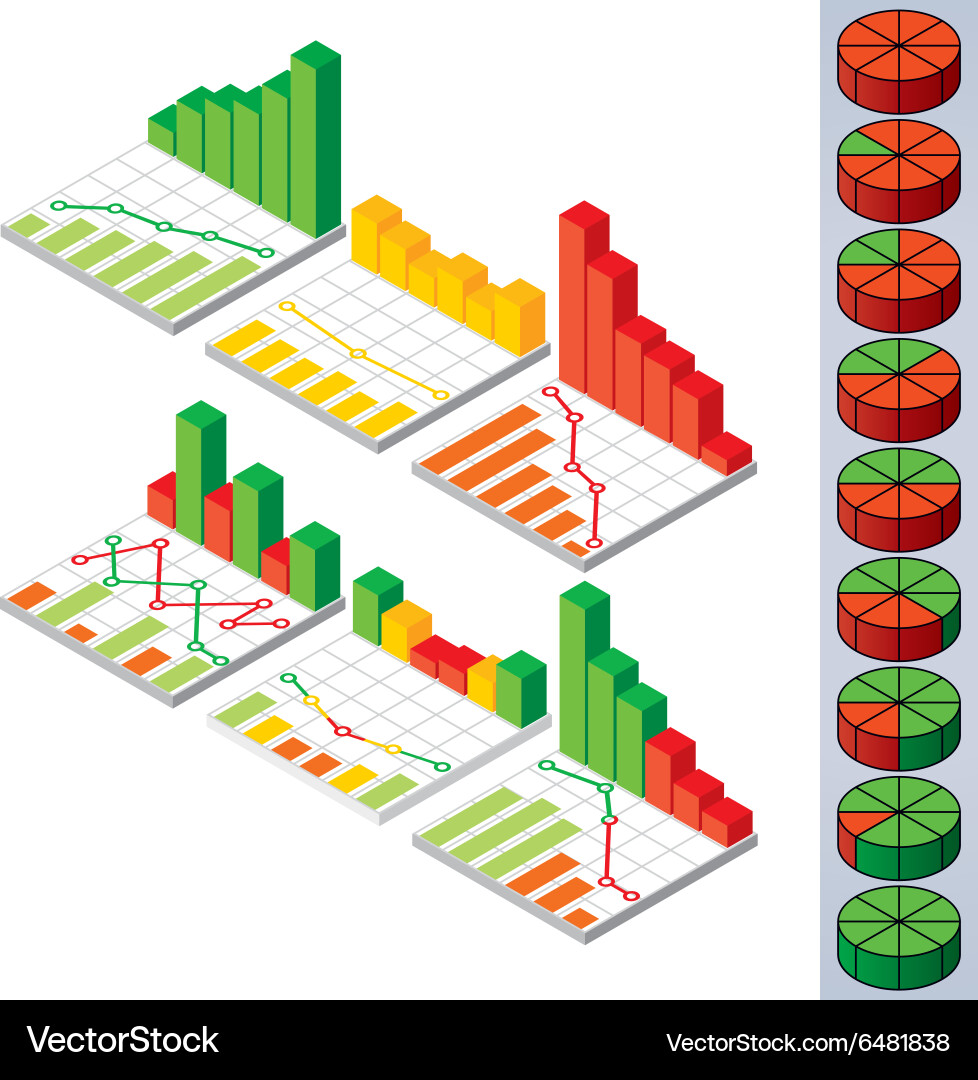 Pie charts and graphs elements for design vector image