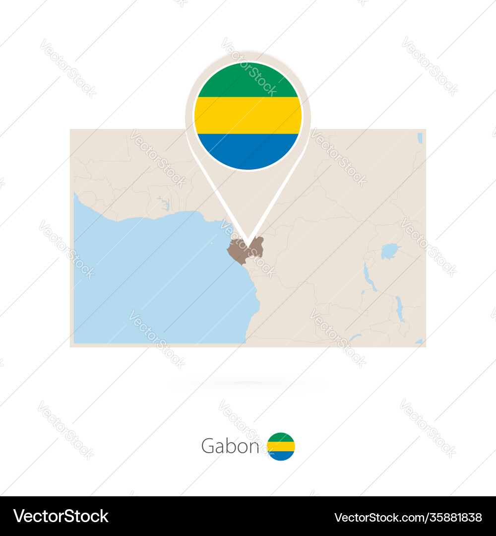 Rectangular map gabon with pin icon Rectangular map gabon with pin icon vector image
