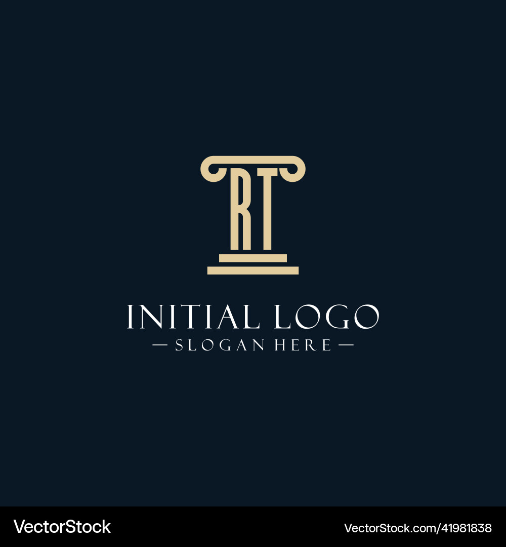 Rt initial monogram logos with pillar shapes style Rt initial monogram logos with pillar shapes style Vector Image
