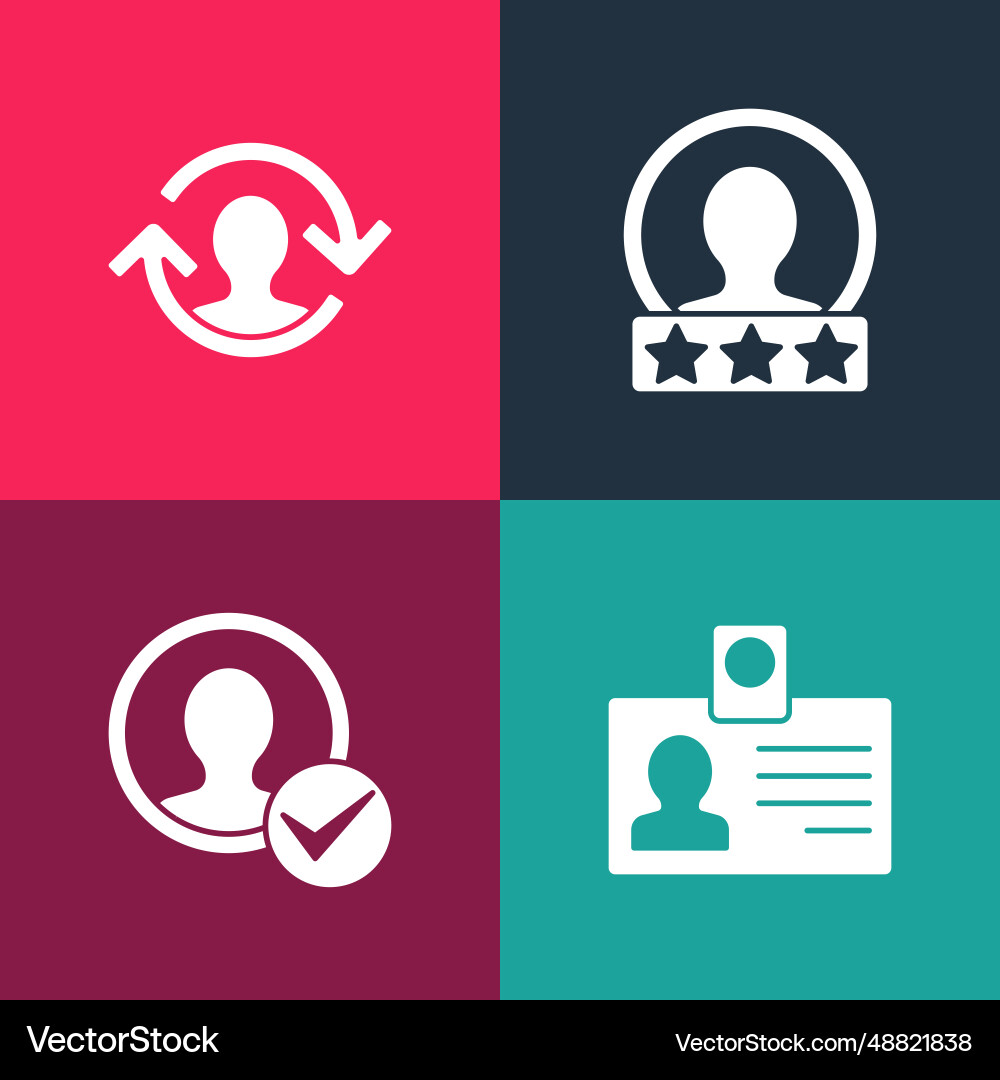 Set pop art identification badge create account Vector Image