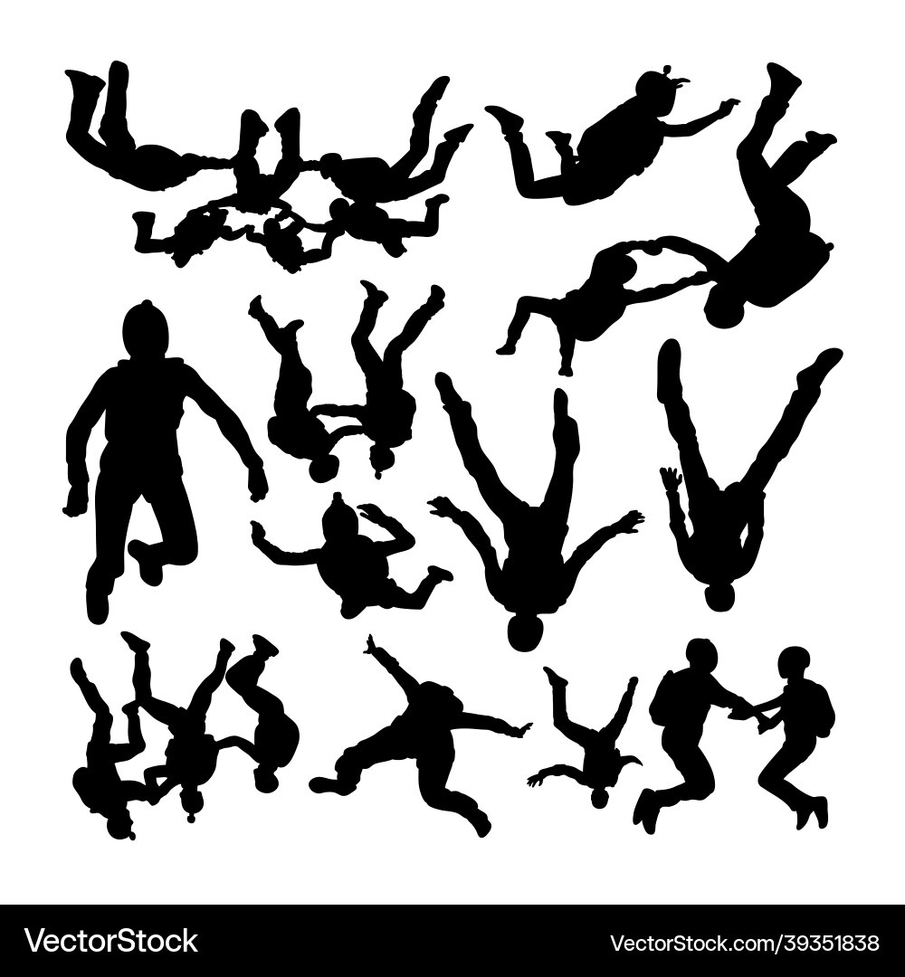 Skydiving Silhouettes - Adventure & Freedom Vector Image