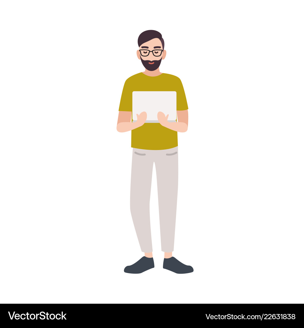 Smiling Programmierer Web-Entwickler Software vektorbild