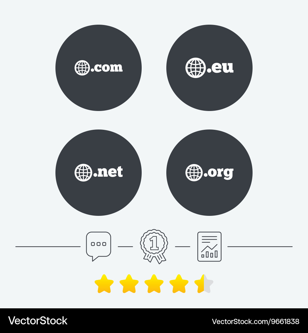 Top-level domains signs com eu net and org Vector Image