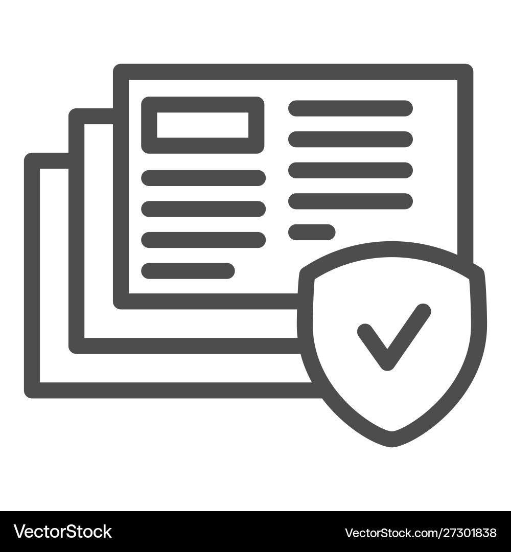 Verified paper line icon report with check Verified paper line icon report with check vector image