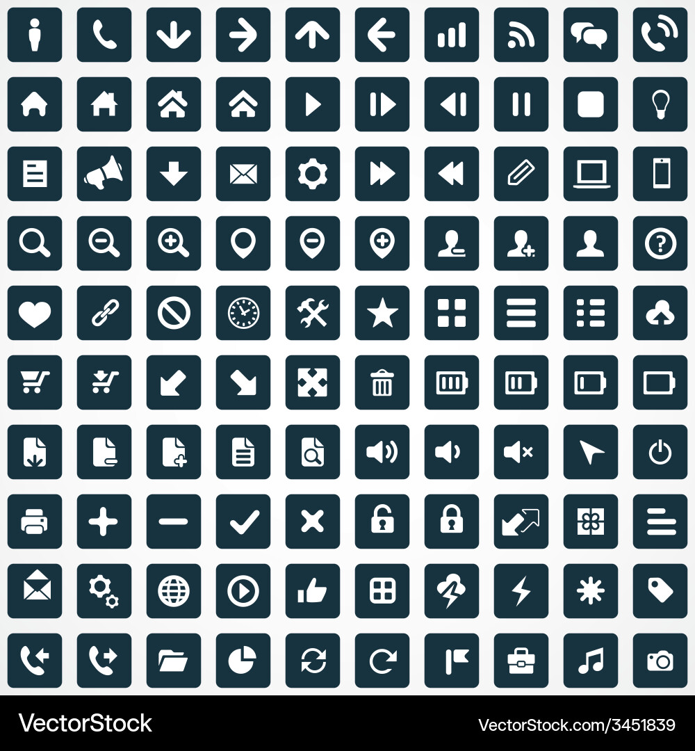 100 ui icons for web and mobile vector image