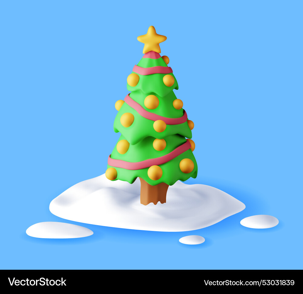 3d christmas tree decorated Royalty Free Vector Image