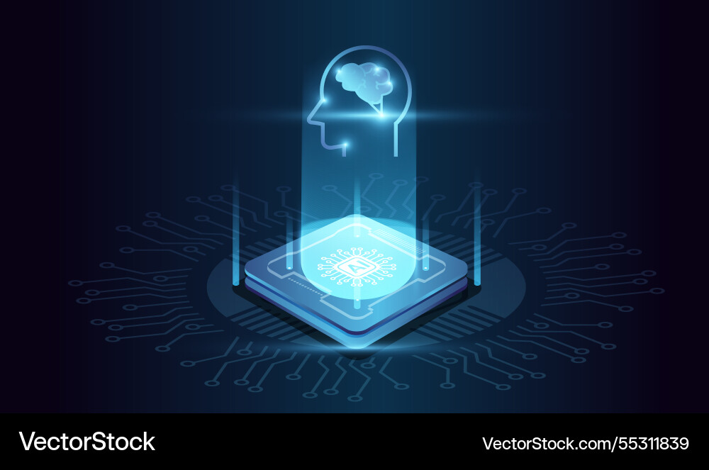 Ai Brain Technology Futuristic Royalty Free Vector Image