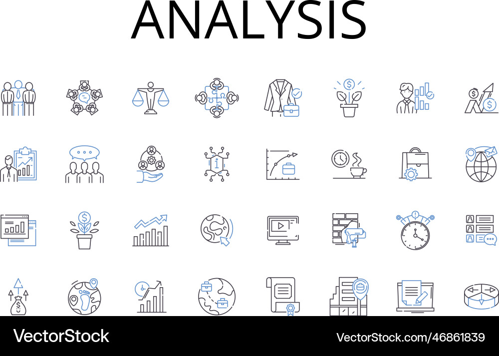 Analysis line icons collection evaluation Analysis line icons collection evaluation vector image