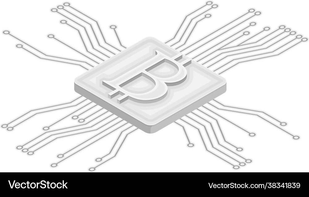 Blockchain technology with bitcoin microcircuit Blockchain technology with bitcoin microcircuit vector image