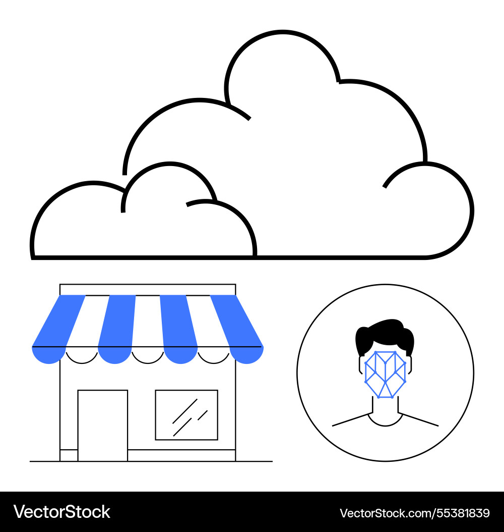 Cloud data storage concept with a storefront Cloud data storage concept with a storefront vector image