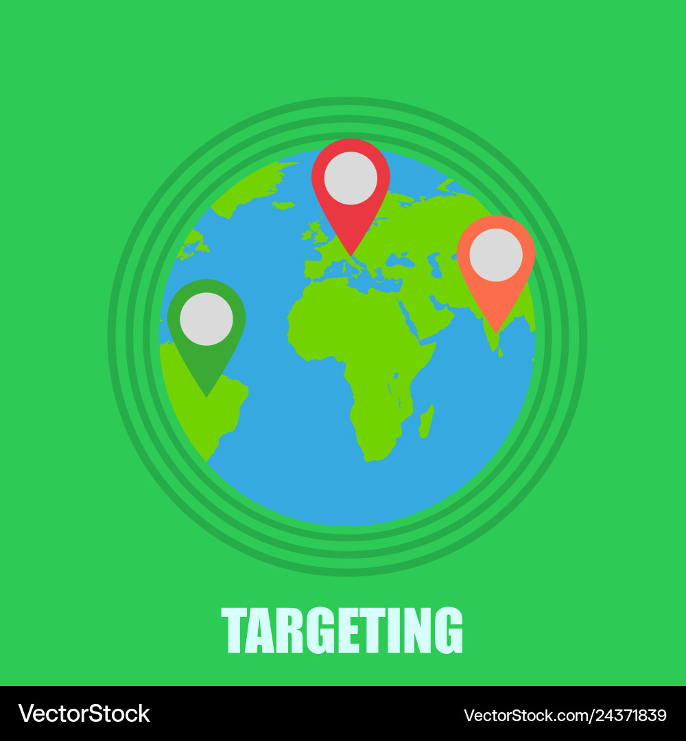 Earth with pointer targeting on green background Earth with pointer targeting on green background vector image