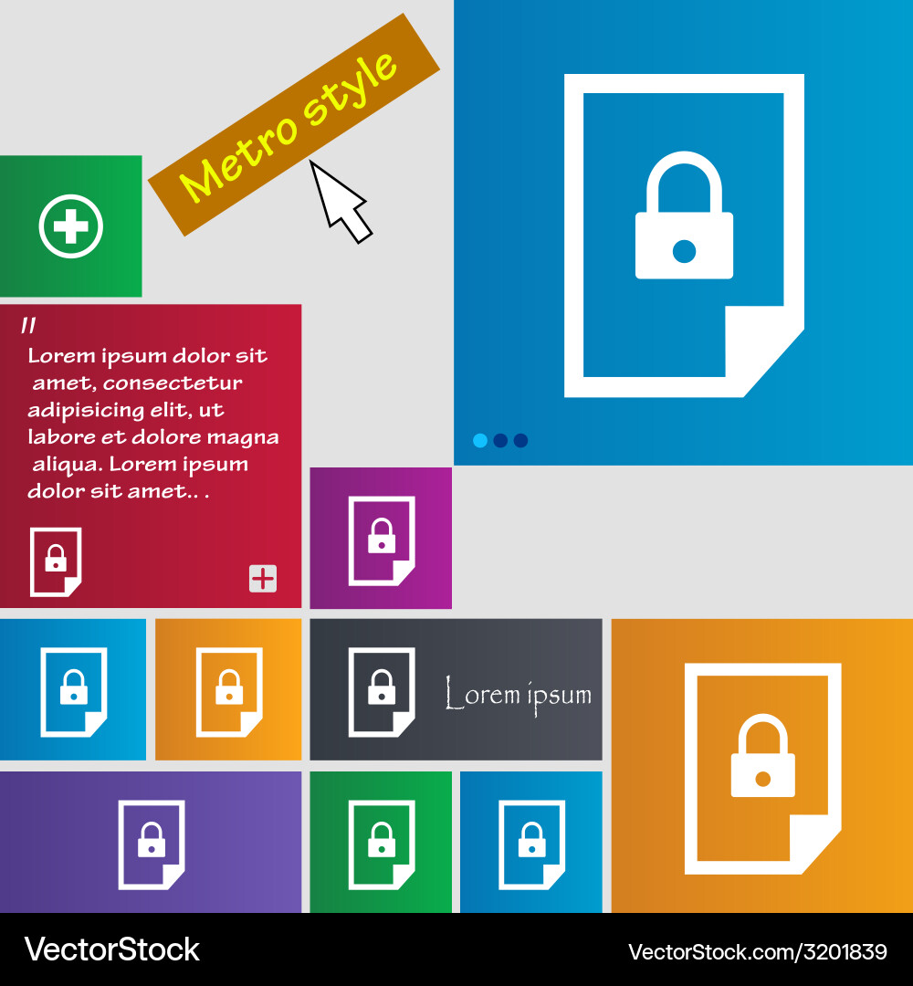 File locked icon sign set of coloured buttons vector image