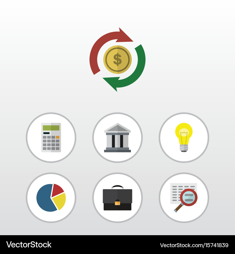 Flat icon incoming set of calculate scan bank Vector Image
