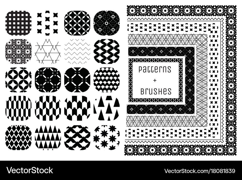 Geometric Pattern Collection - 20 Seamless Tiles vector image