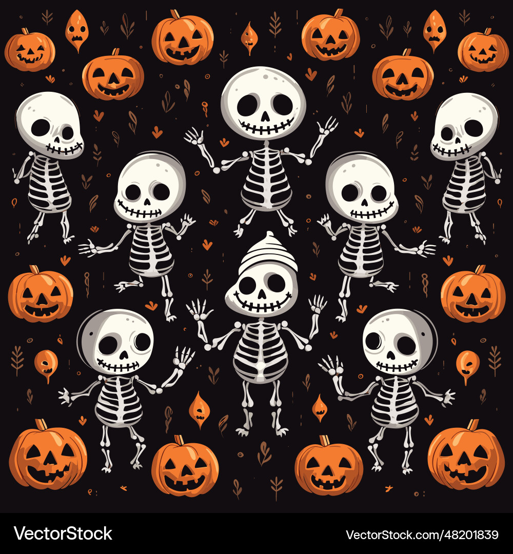 Ghostly pattern black background with ghosts Ghostly pattern black background with ghosts vector image