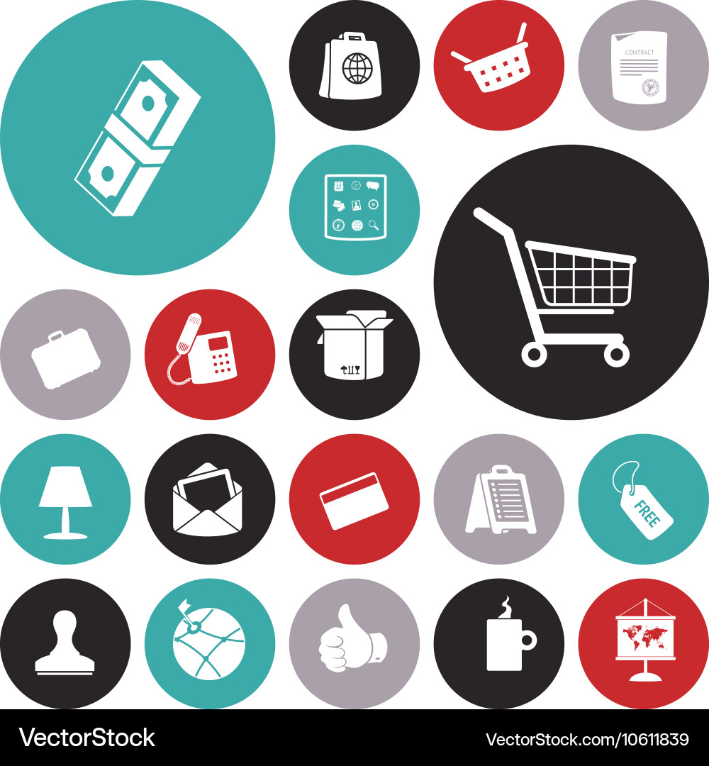 Icons for business and commerce Vector Image