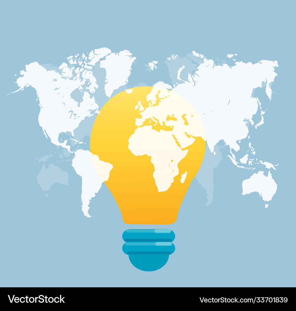 Light bulb icon with map background Vector Image