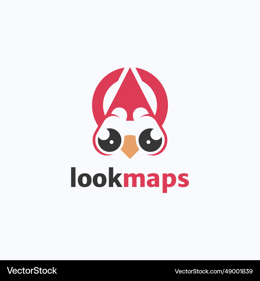 Look map with an owl head shape logo design Vector Image