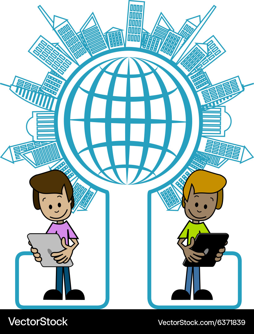 Man Using Tablet - Communication vector image