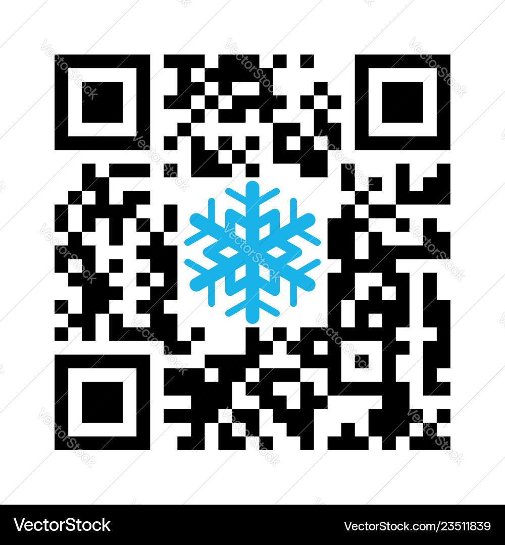 Merry Christmas QR Code with Snowflake Vector Image
