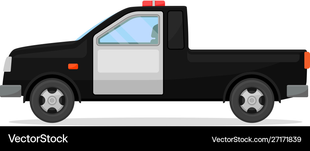Police Pickup Truck Side View Vector Image