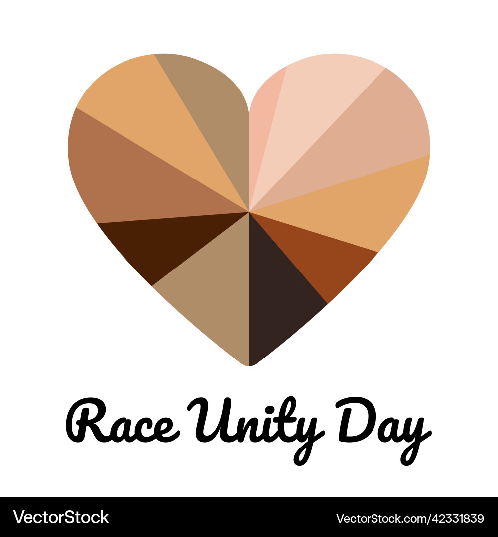 Race unity day on june 8 heart with different Race unity day on june 8 heart with different vector image
