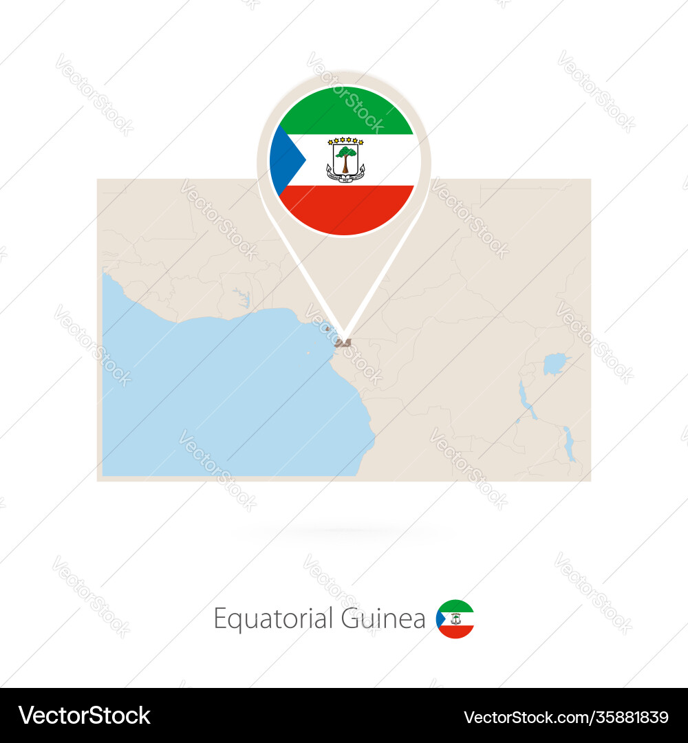 Rectangular map equatorial guinea with pin vector image