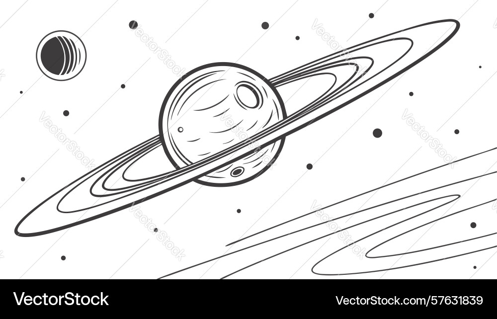 Saturn with orbit lines representing planetary Vector Image