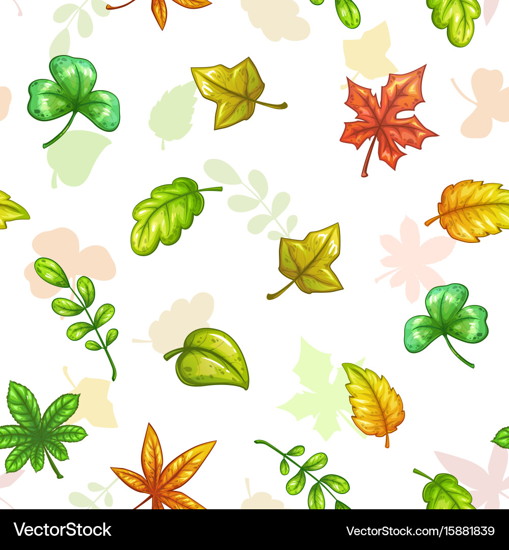 Seamless pattern with falling colorful leaves vector image