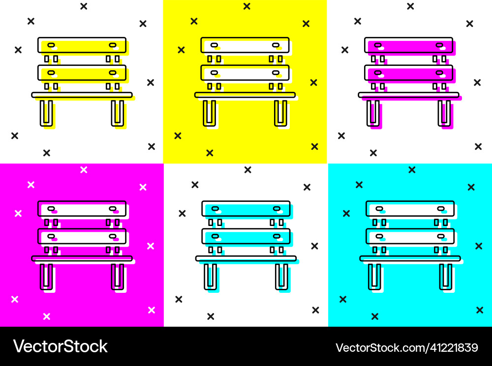 Set bench icon isolated on color background Set bench icon isolated on color background Vector Image