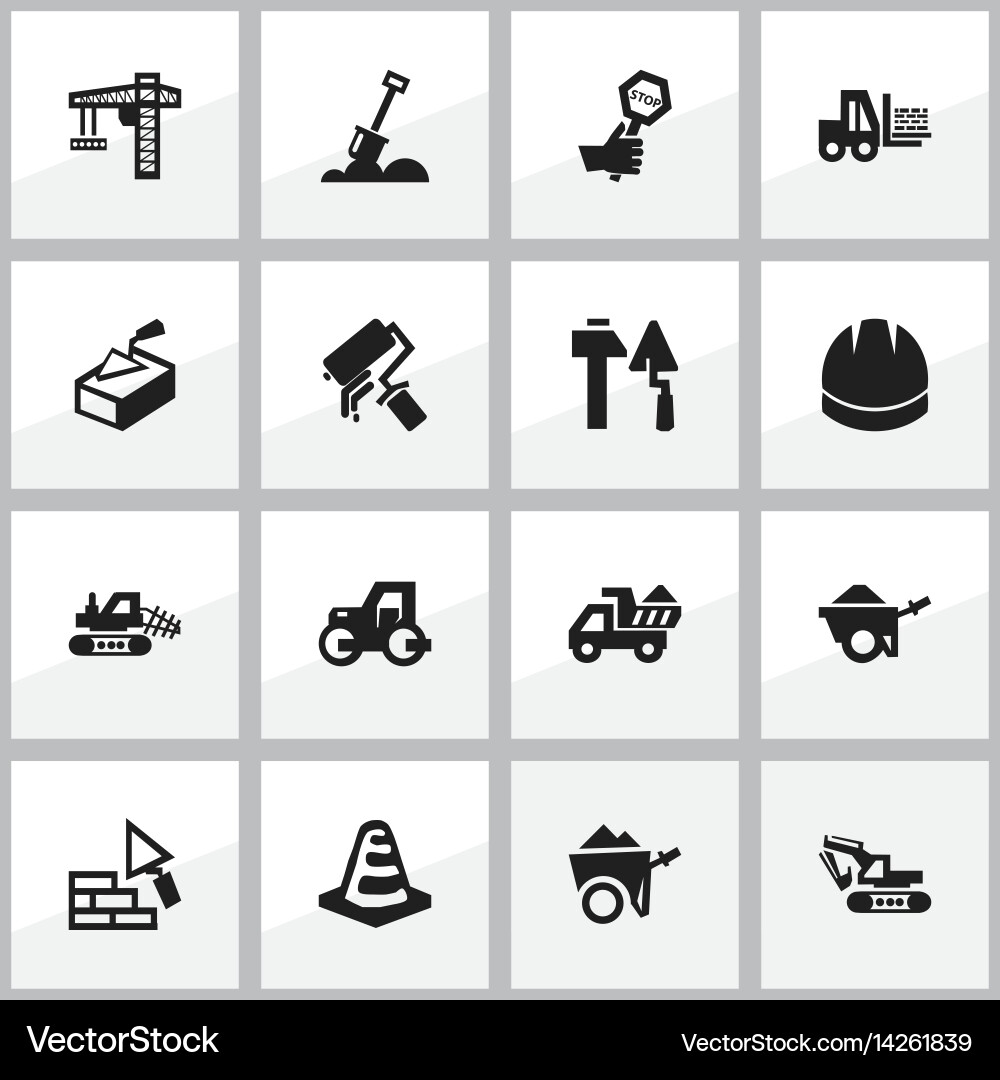 Set of 16 editable structure icons includes vector image