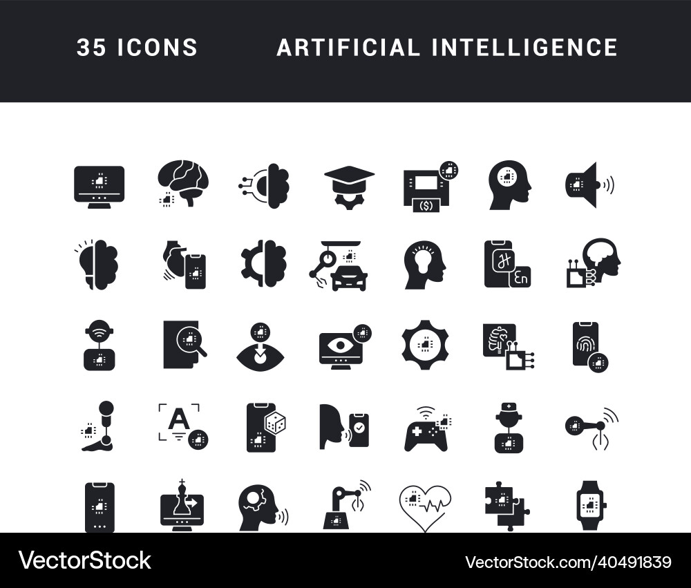 Set of simple icons artificial intelligence Vector Image