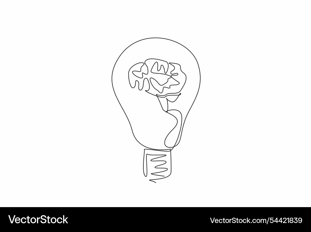 Single continuous line drawing the brain Single continuous line drawing the brain vector image