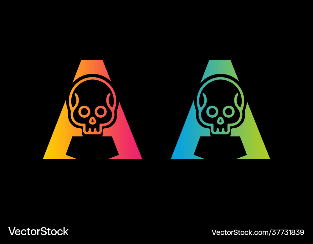 Skull Initial - Retro Gradient Vector Image