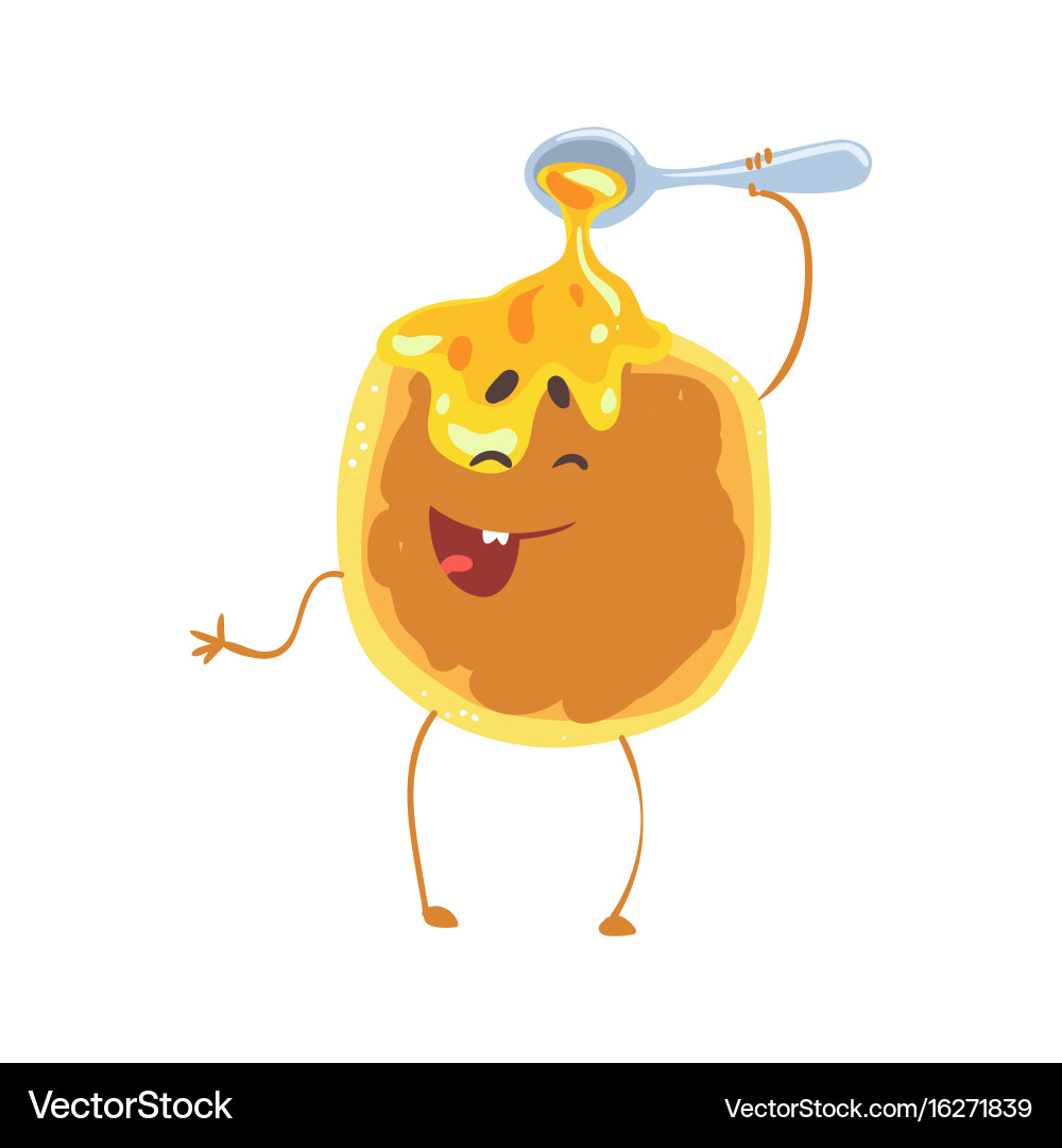 Smiling Pancake with Honey Vector Image