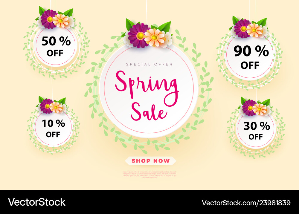 Spring sale s banner template with paper flower Spring sale s banner template with paper flower vector image