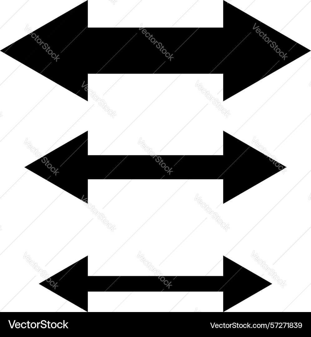 Three double sided arrows in various sizes Vector Image
