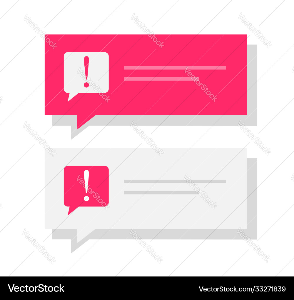 Warning notice message push notification Warning notice message push notification vector image