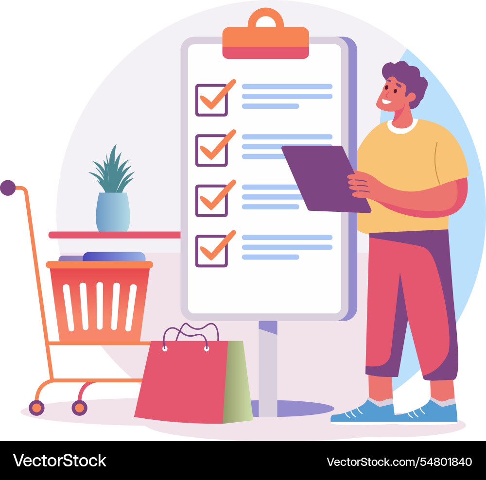 A person checking list in flat style vector image