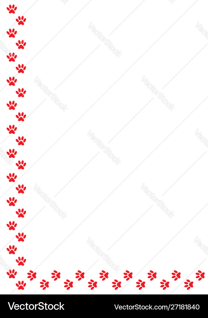 A4 page size paw print botder vector image