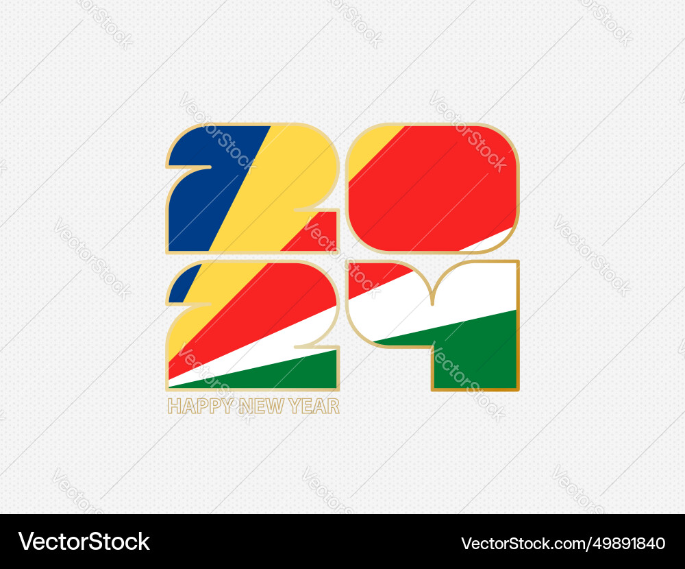 Abstract numbers 2024 with flag of seychelles vector image